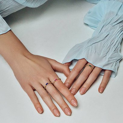 Золотое кольцо "Аннабель" с синим фианитом к07182 №3