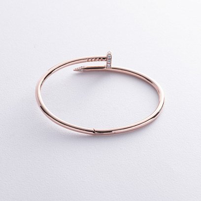 Жорсткий золотий браслет "Цвях" (діаманти) бб0037м №3