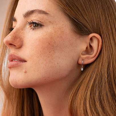 Срібні сережки з фіанітами 7239 №4