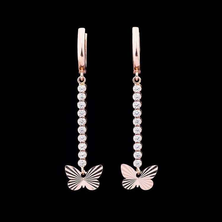 Серьги "Бабочки" с фианитами с01620 от ювелирного магазина Оникс - 1