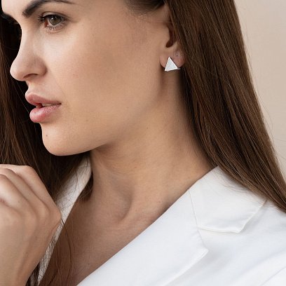 Серьги "Треугольники" (белое золото) с07013 №7