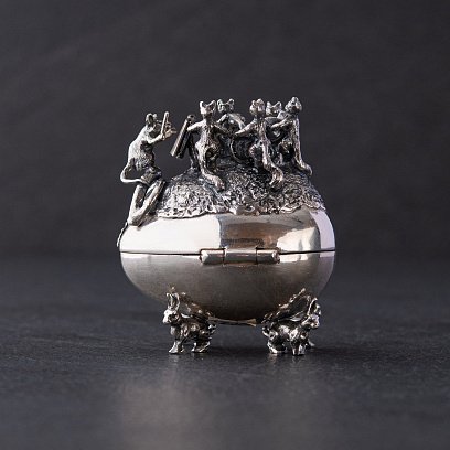 Срібний футляр "Оркестр котів" ручної роботи 23119 №3