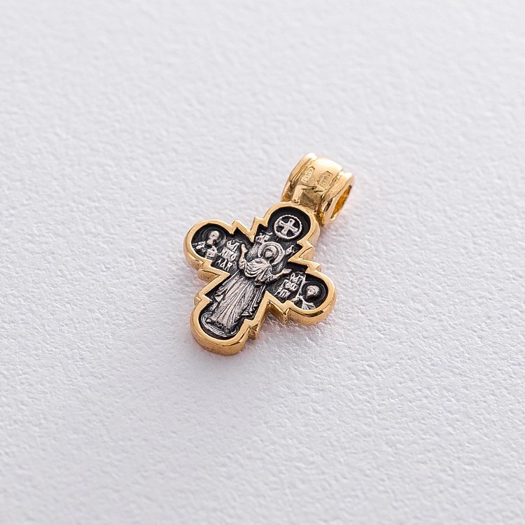 Серебряный детский крестик с позолотой 131797 от ювелирного магазина Оникс - 4