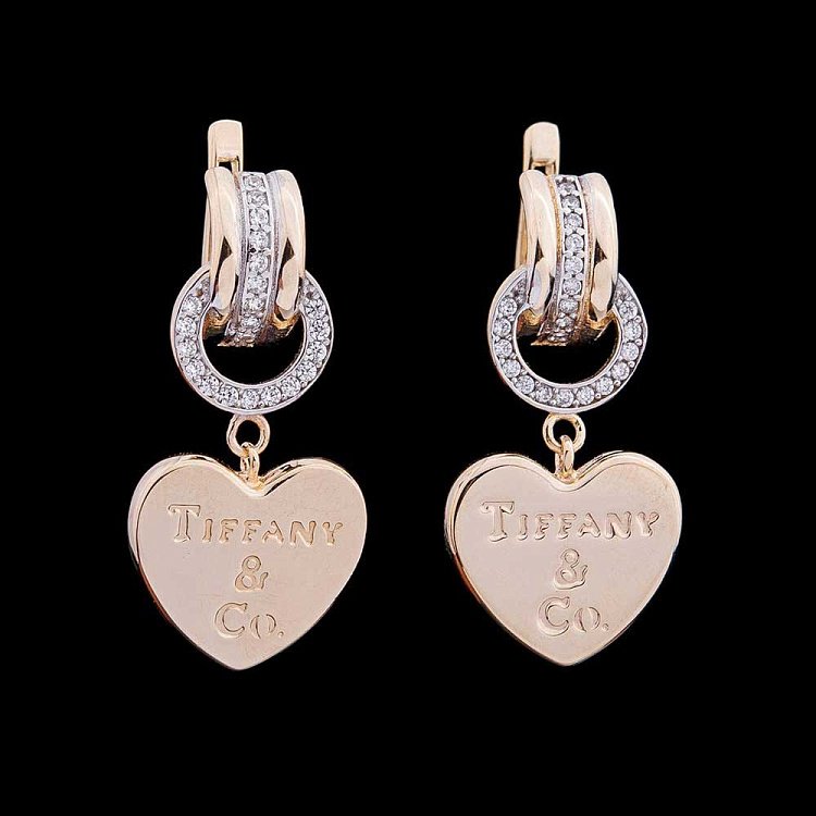 Золотые серьги "Сердца" с фианитами с04250 от ювелирного магазина Оникс - 2