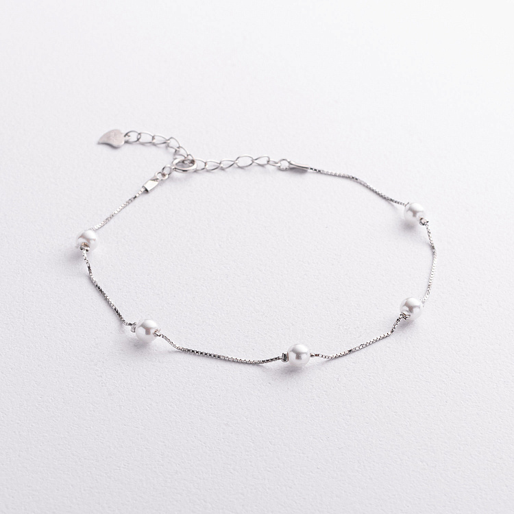 Срібний браслет з перлами 141908 від ювелірного магазину Онікс