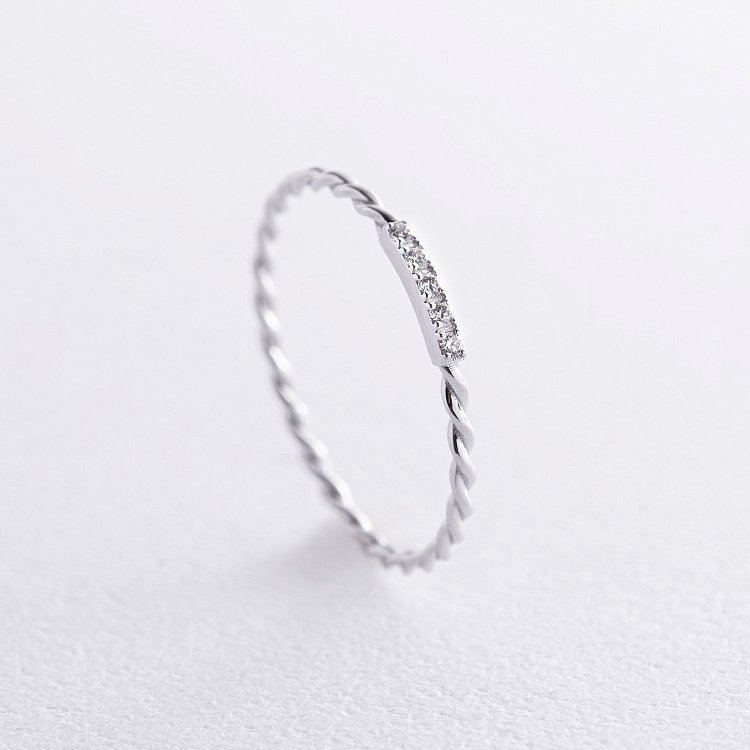 Каблучка "Мелоді" з фіанітами (біле золото) к07548 від ювелірного магазину Онікс
