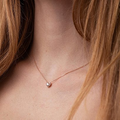 Золоте кольє "Сердечко" з фіанітами кол02095 №4