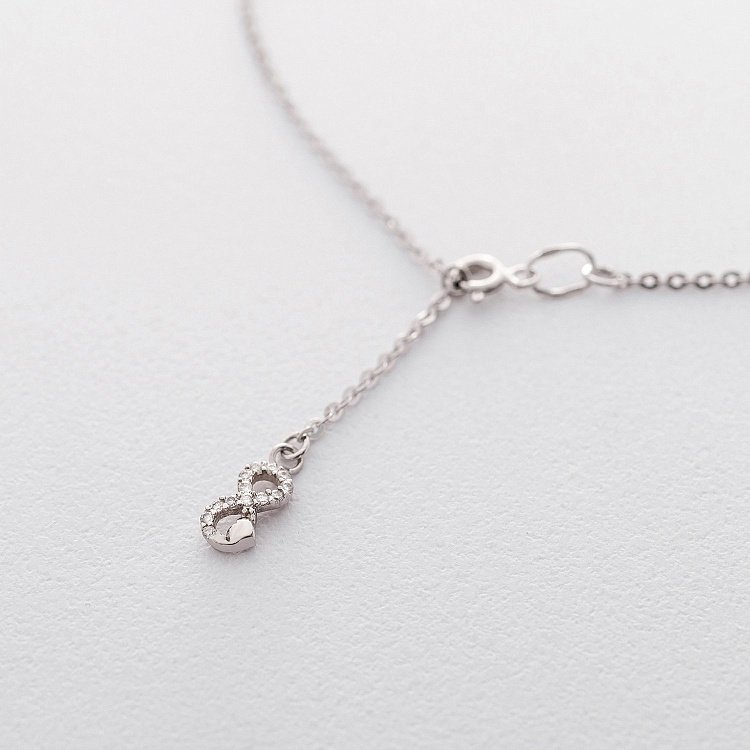 Золотой браслет на ногу "Бесконечность" (фианит) б03704 от ювелирного магазина Оникс - 1