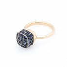 Золотое кольцо с синими фианитами к05254 от ювелирного магазина Оникс - 1