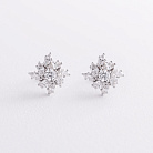 Золотые серьги - пусеты "Цветочки" с бриллиантами сб0563sm от ювелирного магазина Оникс