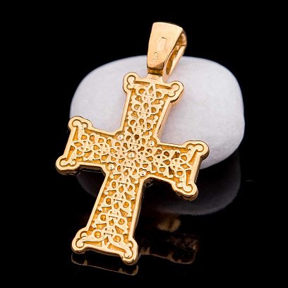 Серебряный крестик с позолотой «Голгофа» 131794 №6