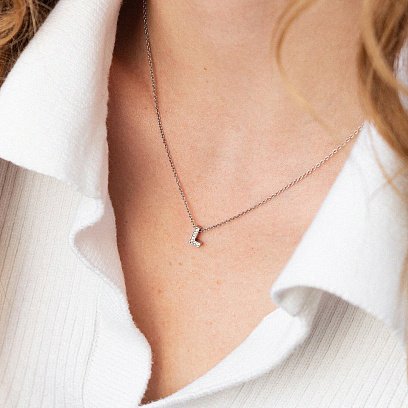 Срібне кольє з літерою "L" з фіанітами 1103 L №2