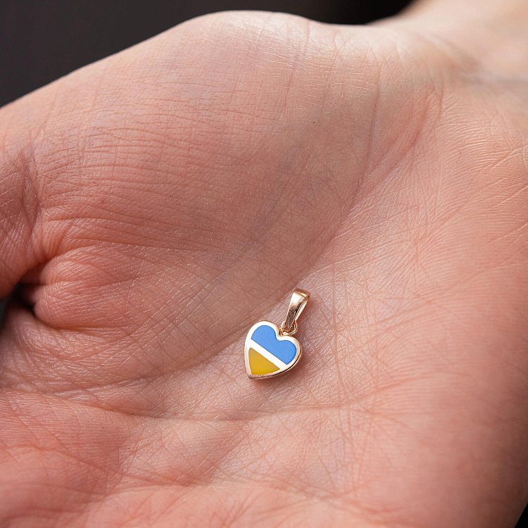 Кулон "З Україною в серці" у червоному золоті (блакитна та жовта емаль) п03742 від ювелірного магазину Онікс - 5