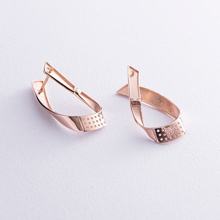 Золоті сережки на англійській застібці (фіаніти) с07098 від ювелірного магазину Онікс - 4