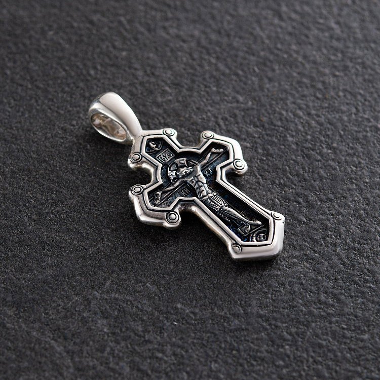 Православный крест (чернение) 13358 от ювелирного магазина Оникс - 2