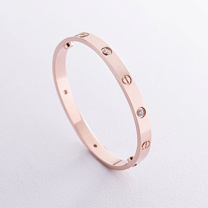 Жорсткий браслет "Love" з діамантами (червоне золото) 546601321 №8