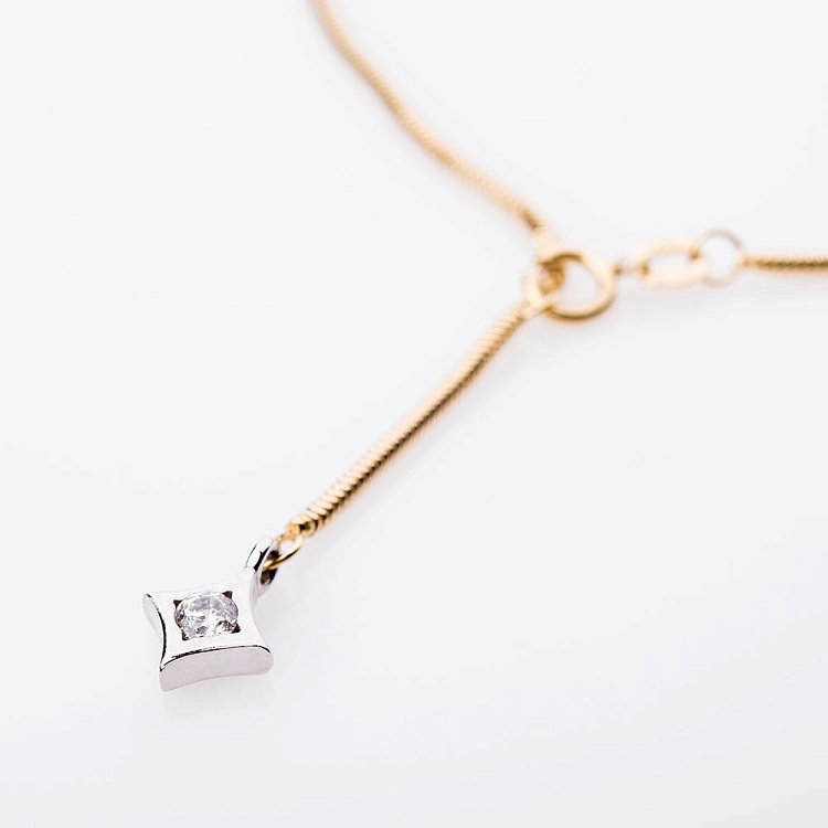 Золотий браслет на ногу з фіанітом б00599 від ювелірного магазину Онікс - 1