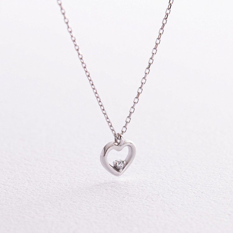 Колье "Сердечко" в белом золоте кол02379 от ювелирного магазина Оникс