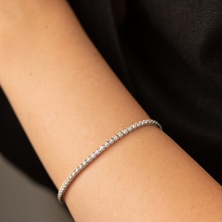 Браслет Теніс у білому золоті з білими діамантами 518761501 від ювелірного магазину Онікс - 1