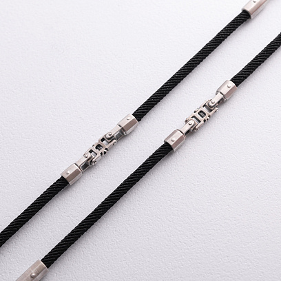 Ювелірний чорний шнурок з фіанітом 1451 №3