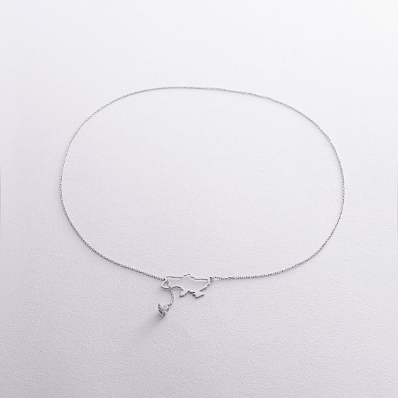 Золотое колье - галстук "Карта Украины" (куб. цирконий Swarovski в форме сердца) ﻿4050б №4