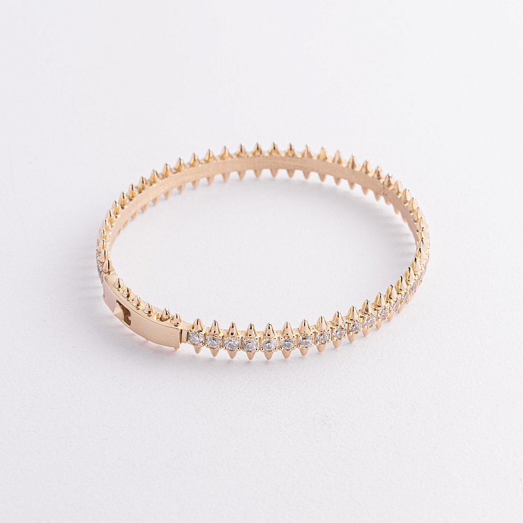 Жорсткий браслет "Teresa" в жовтому золоті (фіаніти) б05717 від ювелірного магазину Онікс - 3
