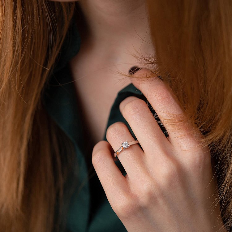 Заручальна золота каблучка з діамантом кб0397z - 5 Заручальна золота каблучка з діамантом кб0397z від ювелірного магазину Онікс - 5