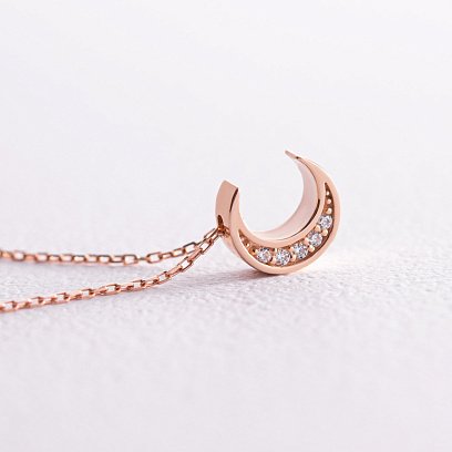 Кольє "Місяць" з фіанітами (червоне золото) кол02309 №5