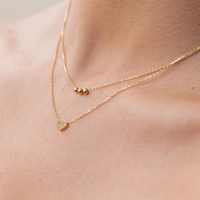 Подвійне золоте кольє "Кульки та сердечко" кол02301 №5