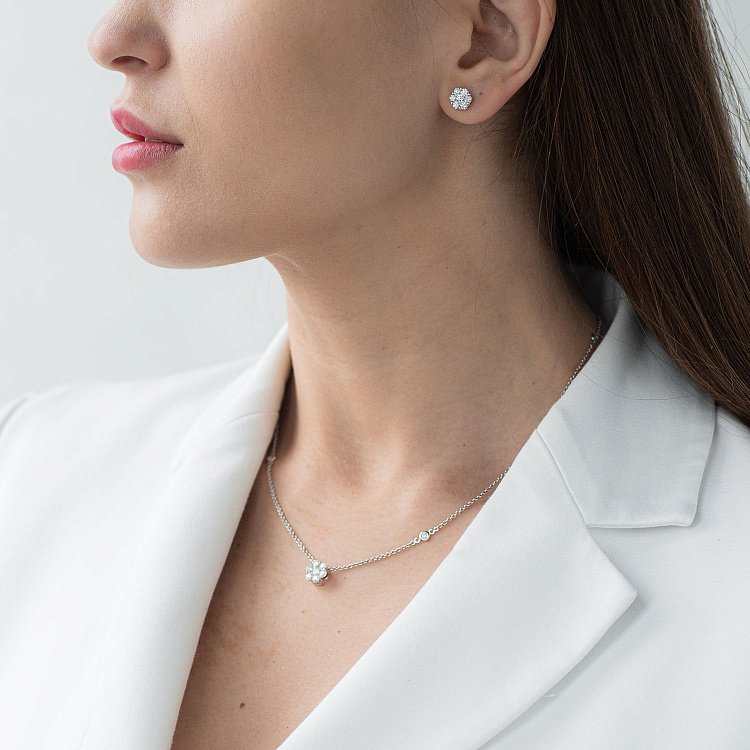 Золотые серьги-пусеты с бриллиантами сб0191са от ювелирного магазина Оникс - 3