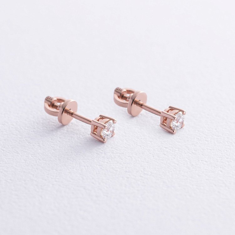 Серьги - пусеты с бриллиантами (красное золото) 331382421 от ювелирного магазина Оникс - 4