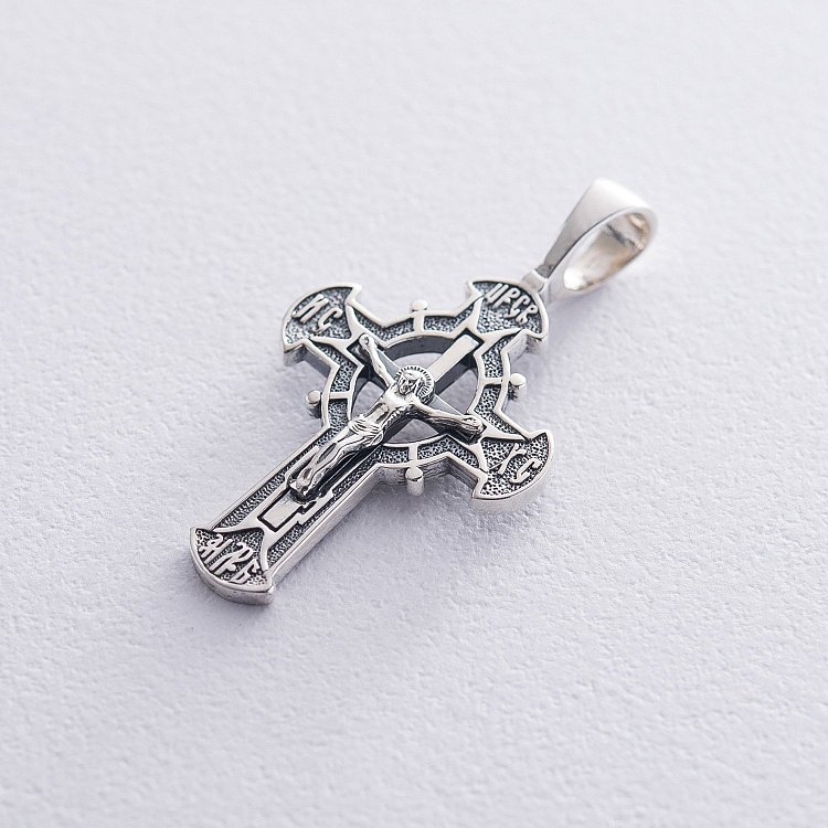 Серебряный крест "Распятие. Спаси и Сохрани" 132476 от ювелирного магазина Оникс - 3