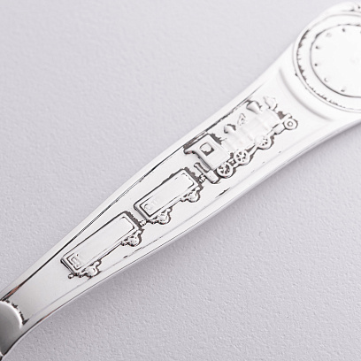 Серебряная чайная ложка "Паровозик" (метрика рождения) 6343-T №3