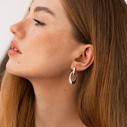 Золотые серьги "Овальные" с06133 №3