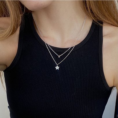 Срібне кольє "Зірочка" з фіанітами 181130 №2