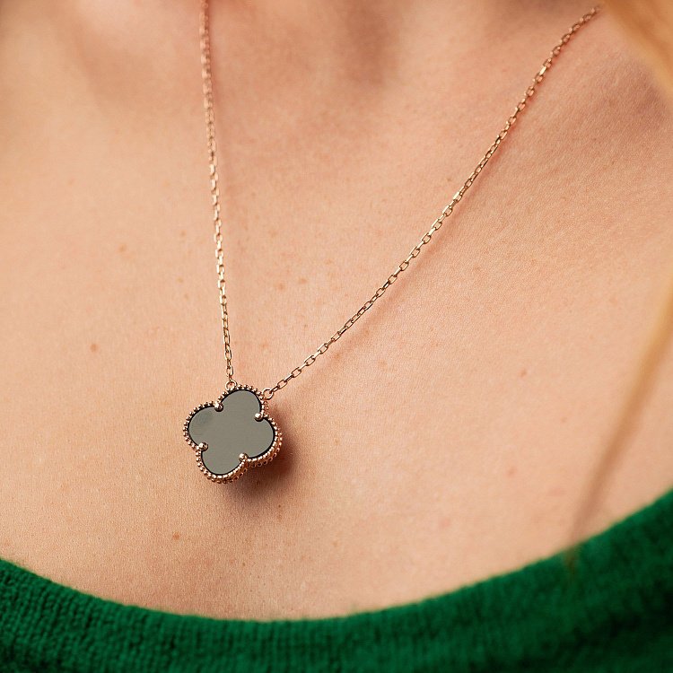 Колье "Клевер" в красном золоте (оникс) кол02484 от ювелирного магазина Оникс - 3