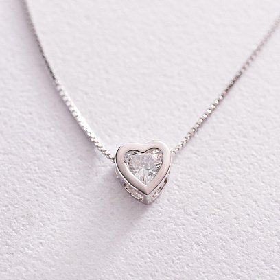 Срібне кольє "Сердечко" з фіанітом 181170 №4