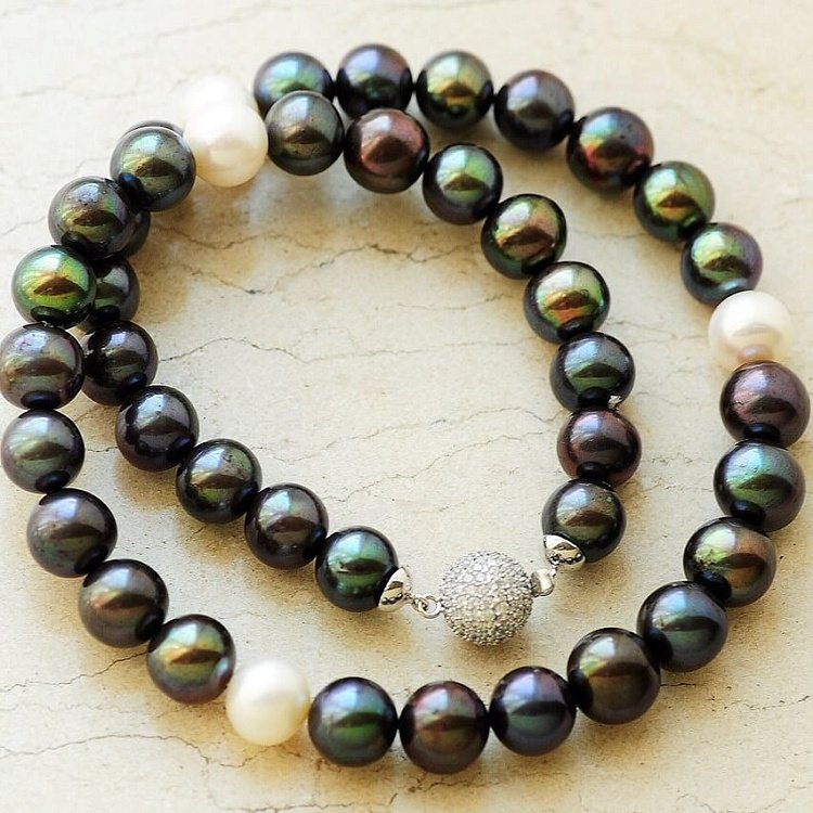 Кольє (культивовані морські перли, золото 585 ", фіаніти) кол00507 від ювелірного магазину Онікс - 1