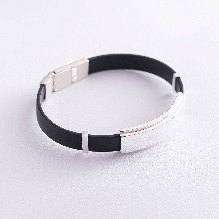 Мужской серебряный браслет (каучук) 141492 от ювелирного магазина Оникс