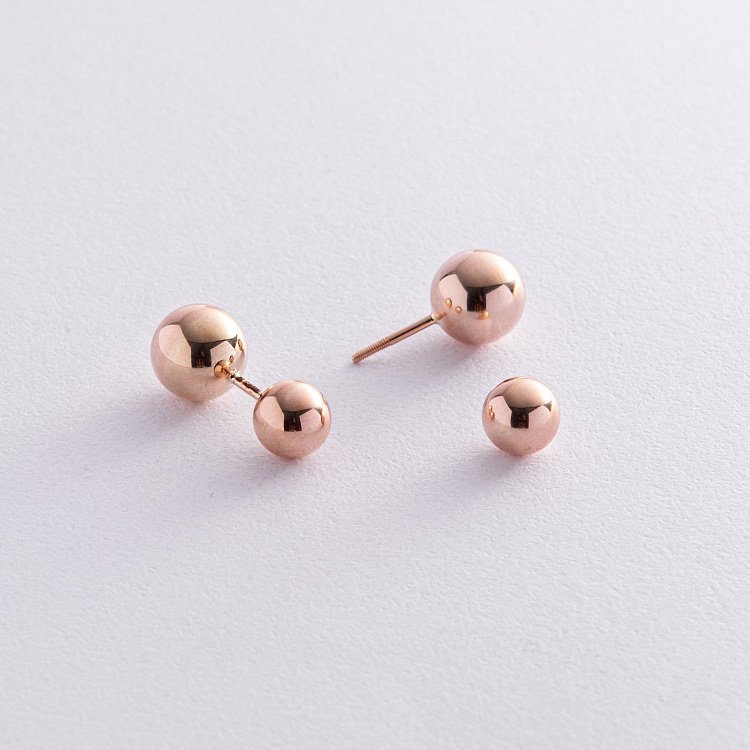 Сережки "Кульки" в червоному золоті с02904 від ювелірного магазину Онікс - 5