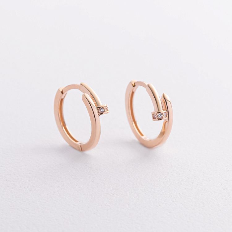 Сережки "Цвях" у червоному золоті с09499 від ювелірного магазину Онікс