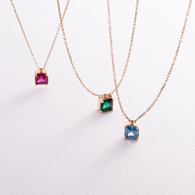 Золоте кольє "Альма" (помаранчевий фіаніт) кол02366 від ювелірного магазину Онікс - 17