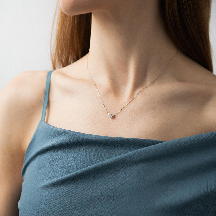 Золоте кольє "Сердечко" з діамантами колб0179ca від ювелірного магазину Онікс - 1