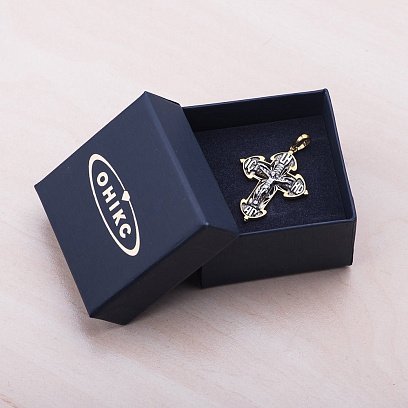 Серебряный крест "Распятие. Спаси и Сохрани" позолота 132469 №5