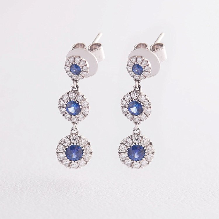 Золоті сережки з сапфірами і діамантами с442 від ювелірного магазину Онікс