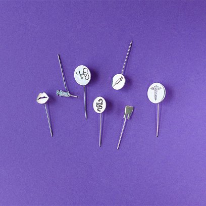 Медицинский значок "Шприц" в серебре 20047 №3