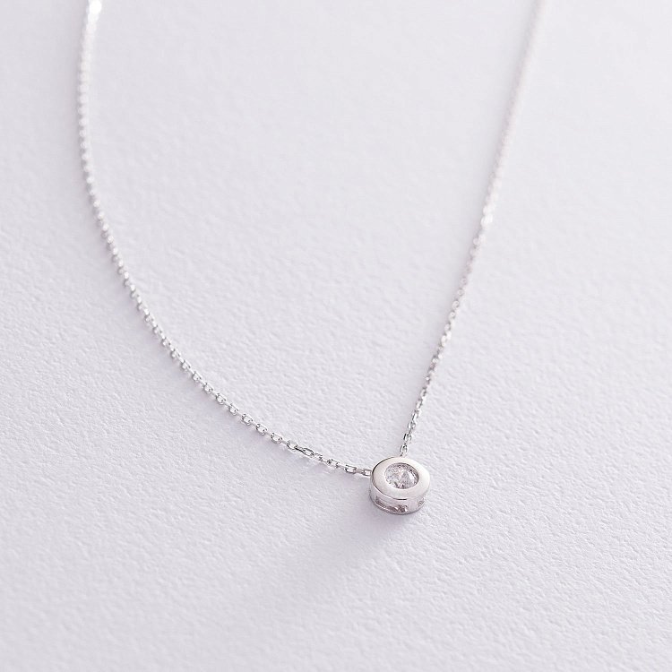 Золотое колье с фианитом кол01622 от ювелирного магазина Оникс