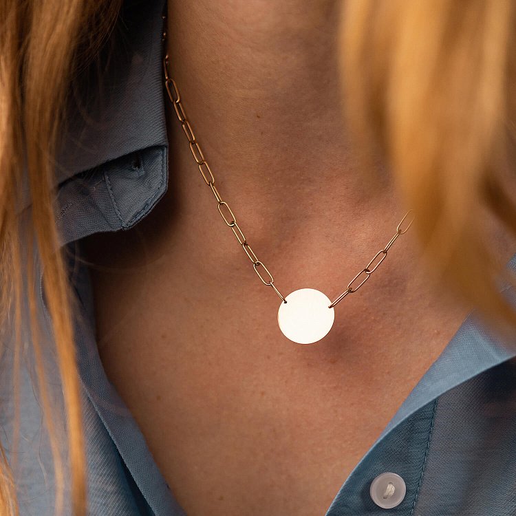 Кольє з монеткою для гравіювання (жовте золото) кол02394 від ювелірного магазину Онікс - 7