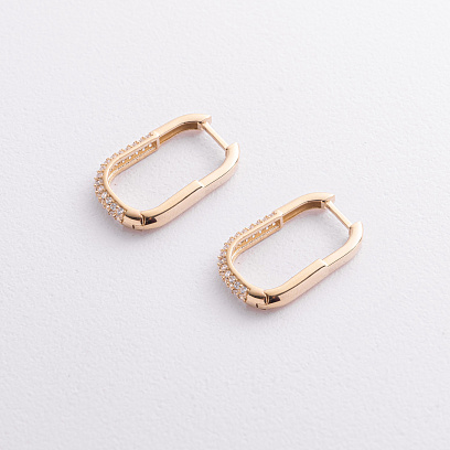 Золоті сережки з білими фіанітами с09500 №2