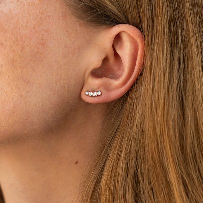 Сережки - пусети "Lora" з фіанітами (червоне золото) с09097 №2